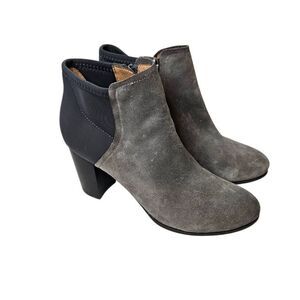 Vionic Whitney gray suede heeled booties. Size 8.5
